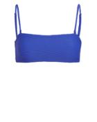 Inc Swim Striped Ribbed Bikini Top Blue L