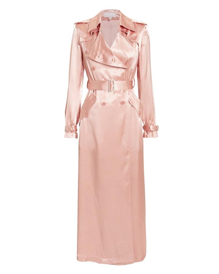 Fleur Du Mal Rosewater Satin Trench Coat Pink Zero