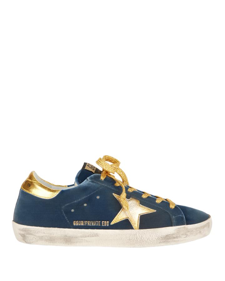 Golden Goose Superstar Blue Knit Gold Star Sneakers