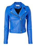 Iro Dylan Blue Leather Moto Jacket Blue 36