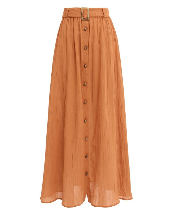 Lisa Marie Fernandez Belted Crinkle Skirt Brown 1