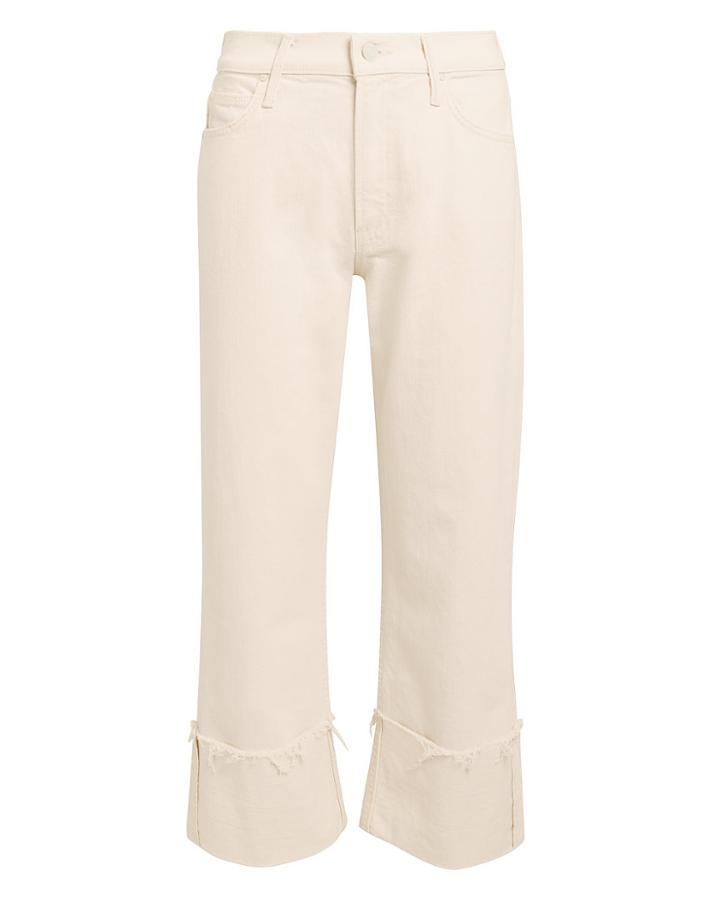 Mother Act Natural Dusty Cuff Fray Jeans Ivory 24