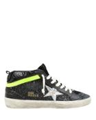 Golden Goose Mid Star Black Glitter Sneakers Black/silver/lime Green 37