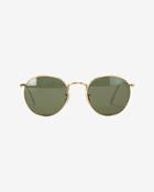 Ray-ban Green Mirrored Lense Gold-tone Round Frame Sunglasses