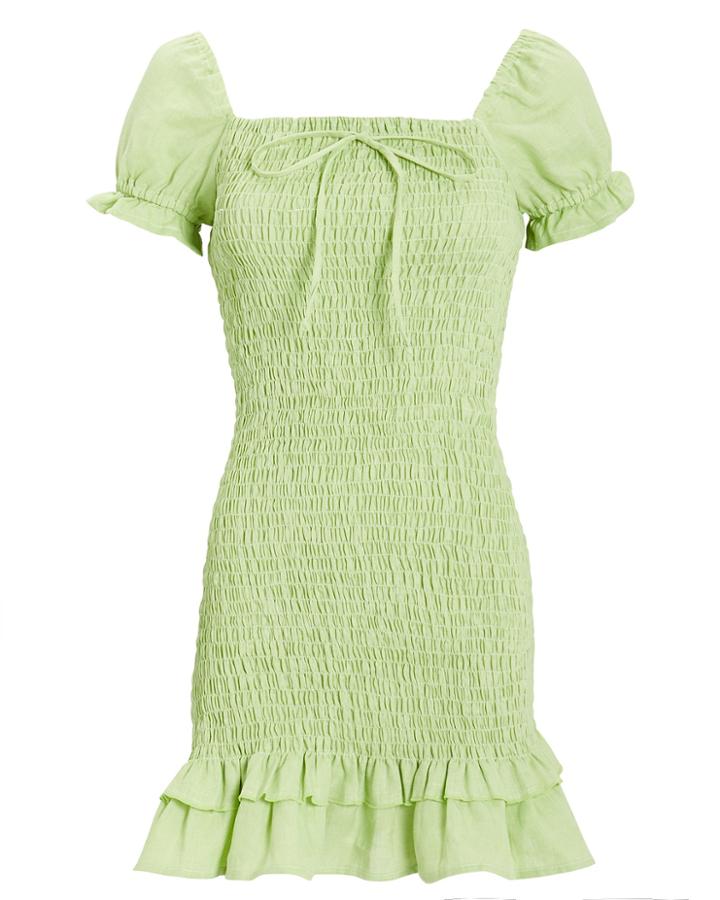 Faithfull The Brand Cette Linen Dress Lime Green S