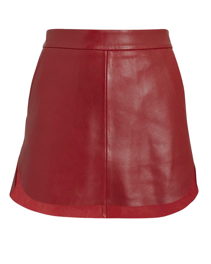 Michelle Mason Baseball Hem Red Leather Mini Skirt Red Zero