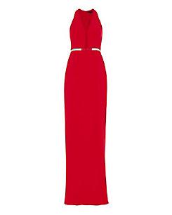 Alexander Wang Red V-neck Fishing Line Gown