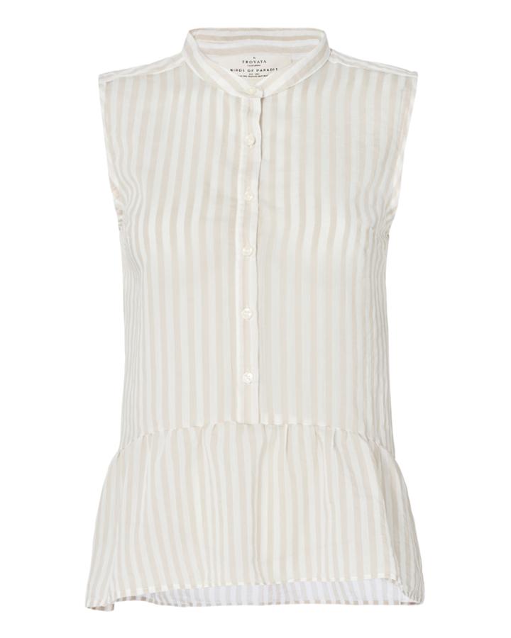 Birds Of Paradise Birds Of Paradis Beige Striped Peplum Top Stripe M