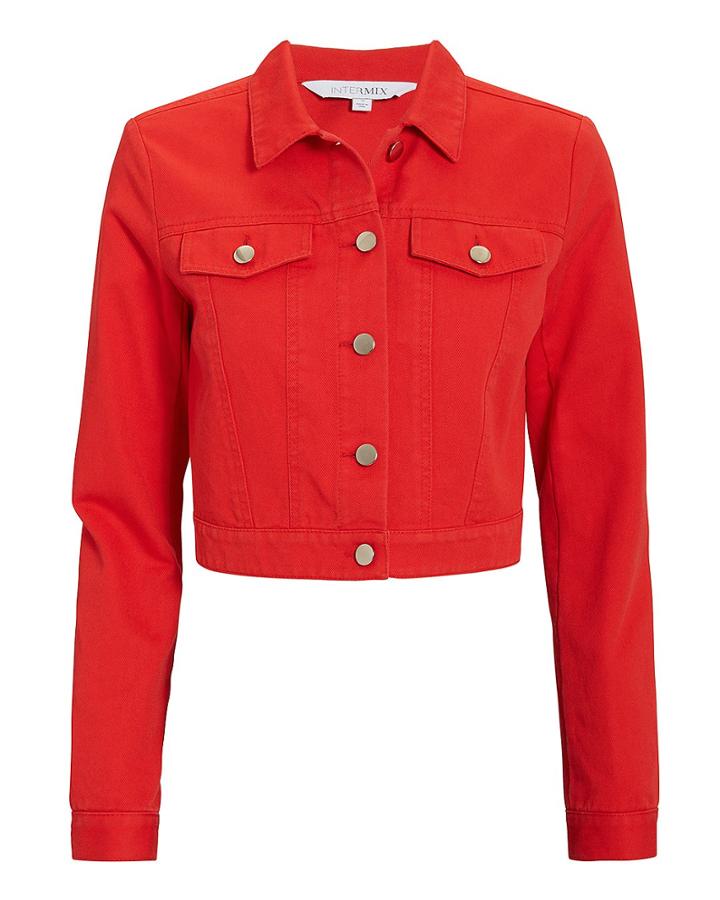 Exclusive For Intermix Intermix Kennedy Red Denim Jacket Red P