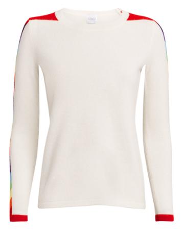Madeleine Thompson Lodi Rainbow Sleeve Pullover Ivory/rainbow M