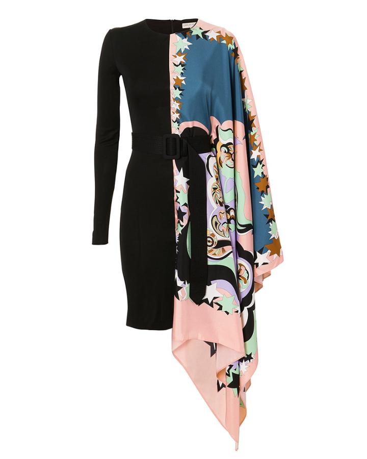 Emilio Pucci Asymmetric Printed Mini Dress Multi 38