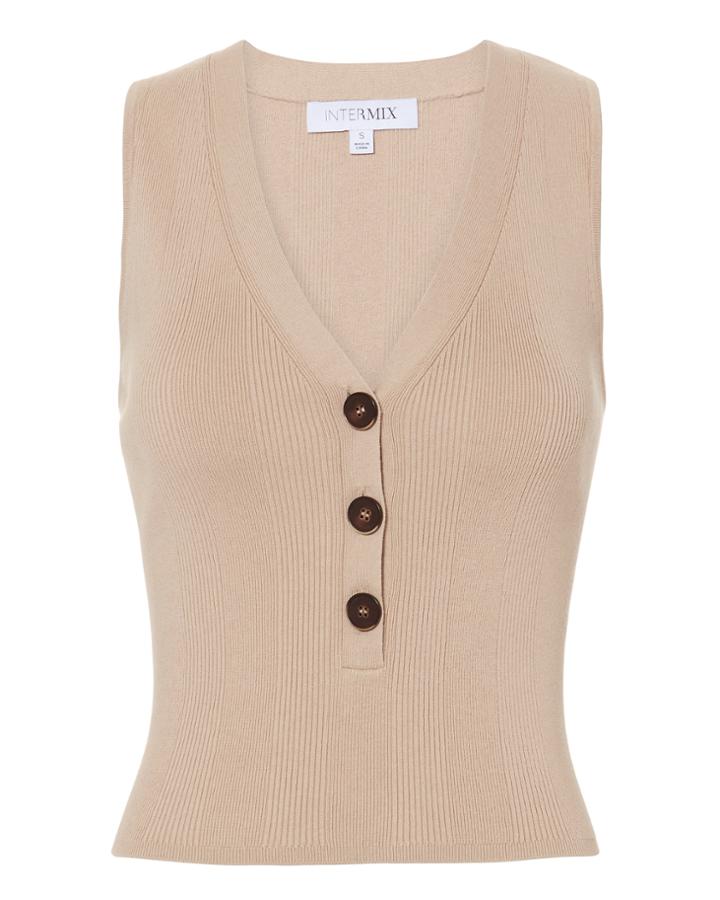 Exclusive For Intermix Intermix Camille Button Front Tank Beige M