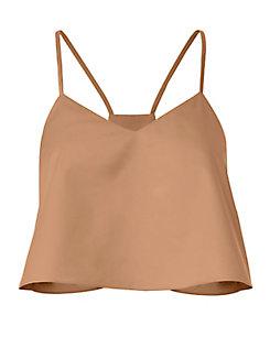 Tibi Cropped Poplin Beige Tank