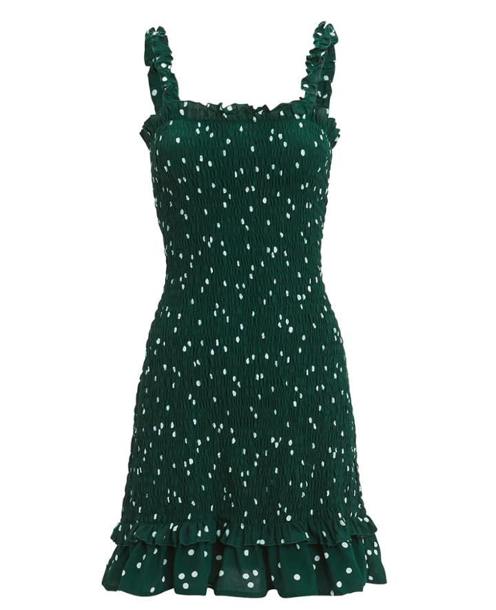 Faithfull The Brand Del Mar Mini Dress Forest Green L