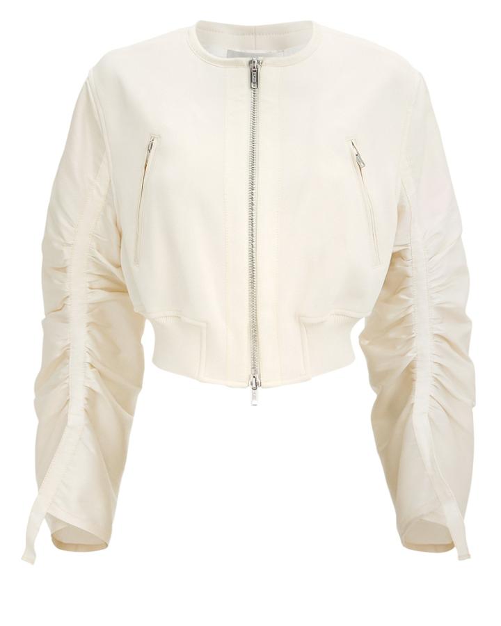 3.1 Phillip Lim Crepe Gathered Sleeve Bomber Jacket Ivory 6