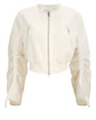 3.1 Phillip Lim Crepe Gathered Sleeve Bomber Jacket Ivory 6