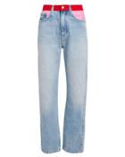 Calvin Klein Jeans High-rise Straight Leg Colorblock Jeans Light Blue/red/pink 30