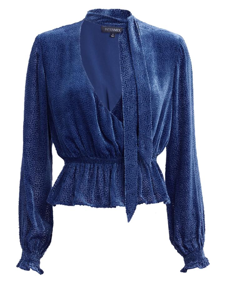 Exclusive For Intermix Intermix Carisa Burnout Velvet Top Navy P