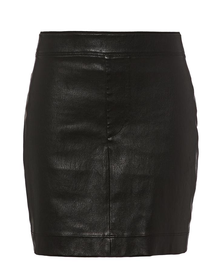 Helmut Lang Core Black Stretch Leather Mini Skirt Black Zero
