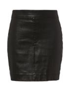 Helmut Lang Core Black Stretch Leather Mini Skirt Black Zero