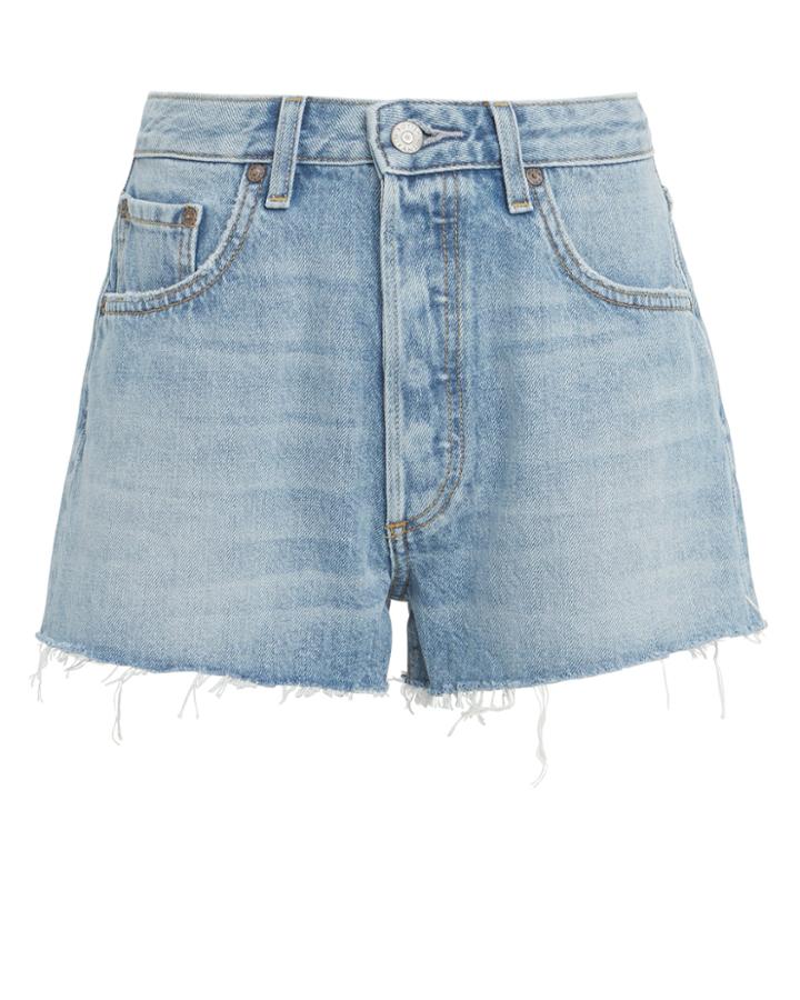 Boyish Jeans Cody Frayed Denim Shorts Medium Blue Wash 26