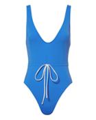 Solid & Striped Michelle Tie One Piece Swimsuit Blue-med S