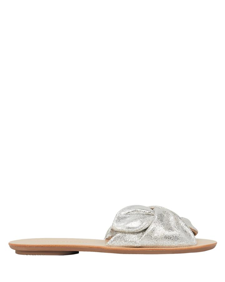 Loeffler Randall Phoebe Knot Strap Slides Silver/beige 40