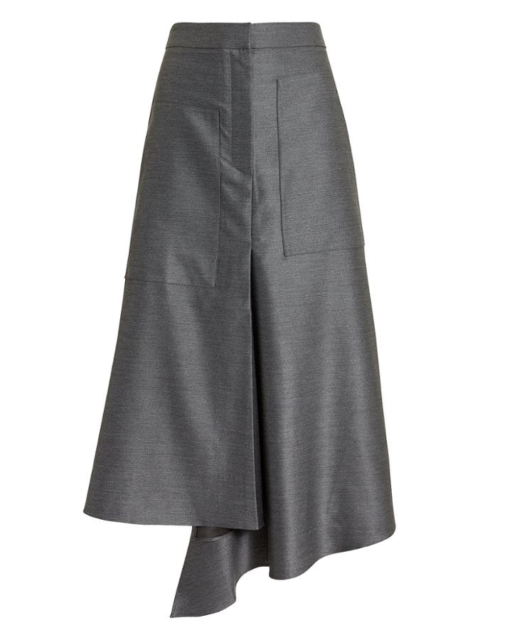 Tibi High Waist Draped Skirt Grey Zero