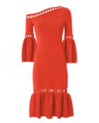 Jonathan Simkhai Chainlink Fit-and-flare Knit Dress Red P