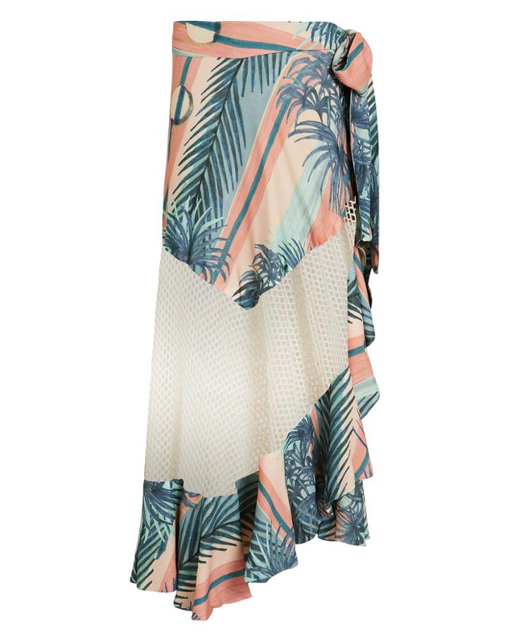 Patbo Sunset Stripe Mesh Midi Skirt Blue/green/pink P