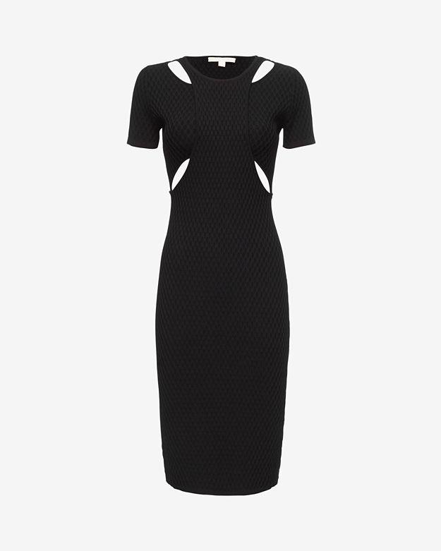 Jonathan Simkhai Hex Knit Cut Out Dress: Black