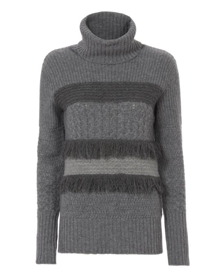 &quot;christopher Fischer Fringe Trim Turtleneck&quot;