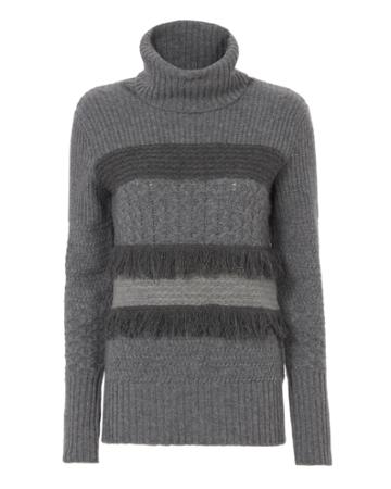 &quot;christopher Fischer Fringe Trim Turtleneck&quot;