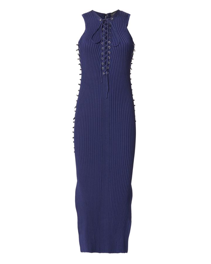David Koma Deep Front Lace-up Dress