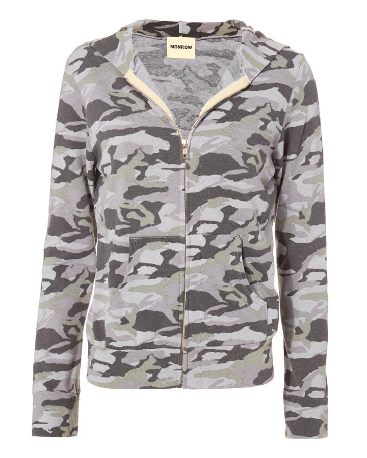 Monrow Grey Camo Hoodie Multi P