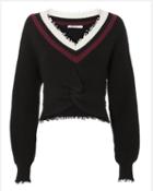 T By Alexander Wang Hybrid Meets Varsity Twist Front Sweater Black P