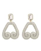 Lizzie Fortunato Scroll Silk Wrapped Earrings Ivory 1size