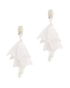 Oscar De La Renta Impatiens White Floral Earrings