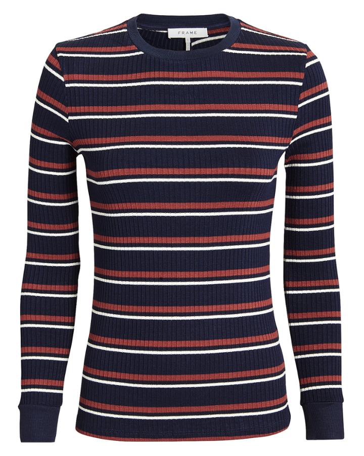 Frame Striped Long-sleeved Tee Navy P