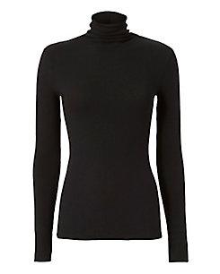 &quot;enza Costa Slit Cuff Ribbed Turtleneck&quot;