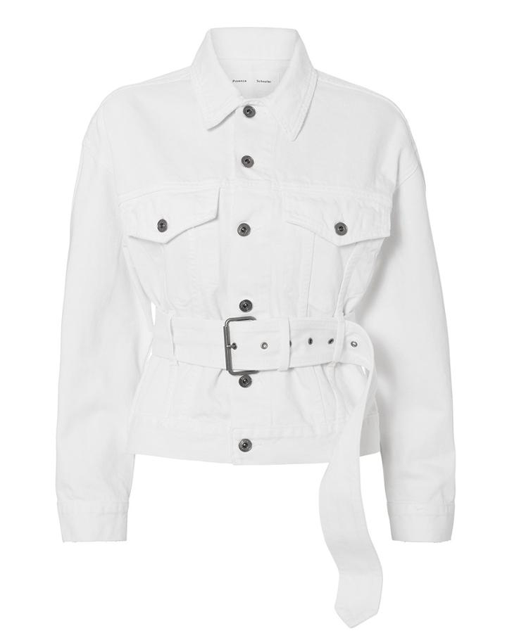 Proenza Schouler Pswl Belted White Denim Jacket White P