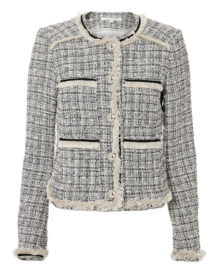 Veronica Beard Eclipse Metallic Tweed Jacket Black/white 4