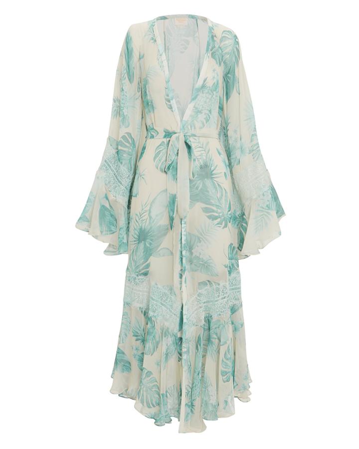 Rococo Sand Floral Cover-up Ivory/green S