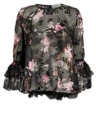 Preen By Thornton Bregazzi Cecil Floral Devore Top Black S