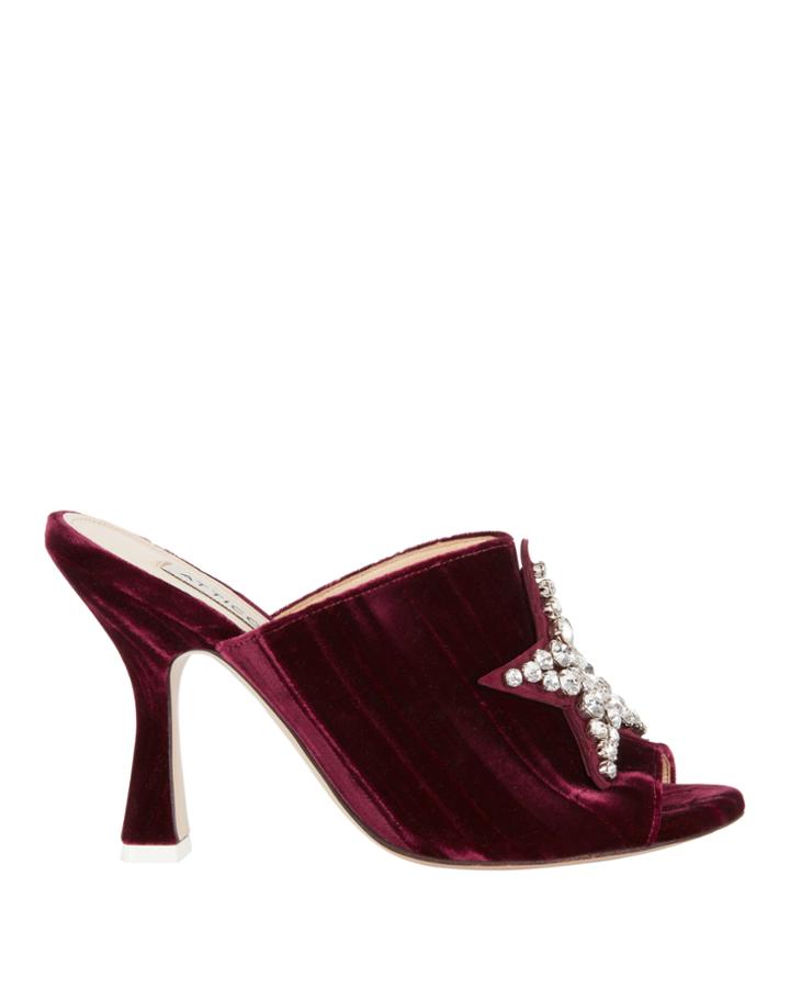 Attico Debbie Crystal Star Velvet Mule Slides