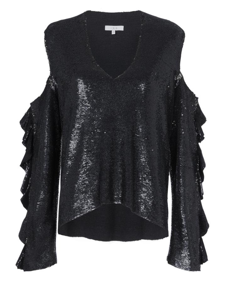 Iro Waleast Cold Shoulder Sequin Top
