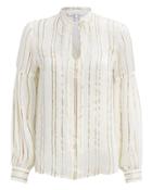 Derek Lam 10 Crosby Lurex-striped Blouse White/gold 2