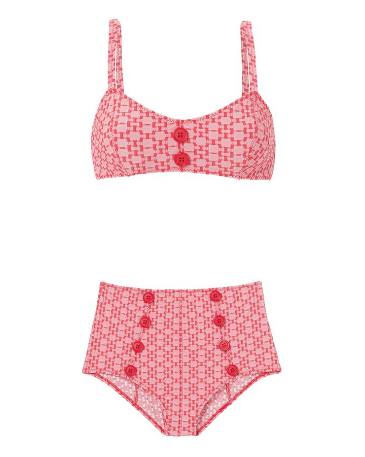 Lisa Marie Fernandez Genevieve Red Two-tone Seersucker Bikini Red 1