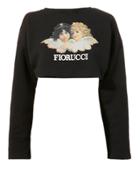 Fiorucci Vintage Angels Cropped Sweatshirt Black S