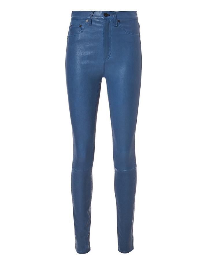Rag And Bone Rag & Bone Blue Skinny Leather Pants Blue-drk 23